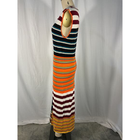 Marni Striped Green Virgin Wool Midi Dress Size 44 - Picture 3 of 6